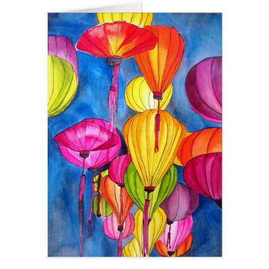 ランタン中国のの水彩画素晴らし術 (正面)