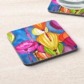 ランタン中国のの水彩画素晴らし術 コースター (左側)