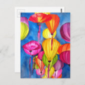 ランタン中国のの水彩画素晴らし術 ポストカード (正面/裏面)