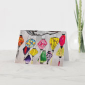 ランタン中国のウォーターカラーアート カード (正面)