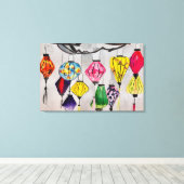 ランタン中国のウォーターカラーアート キャンバスプリント (インサイチュ (ウッドフロア))