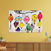 ランタン中国のウォーターカラーアート キャンバスプリント (インサイチュ (リビング))