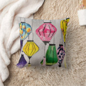 ランタン中国のウォーターカラーアート クッション (ブランケット)