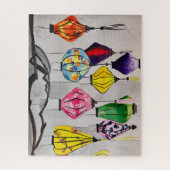 ランタン中国のウォーターカラーアート ジグソーパズル (縦)