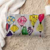 ランタン中国のウォーターカラーアート ランバークッション (ブランケット)