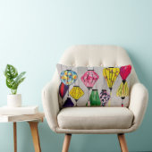 ランタン中国のウォーターカラーアート ランバークッション (椅子)