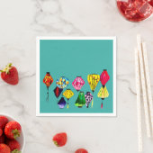 ランタン中国のカラフル スタンダードカクテルナプキン (インサイチュ)