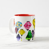 ランタン中国のカラフル ツートーンマグカップ (正面左)