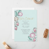 ランタン中国の&リボンテーマ誕生日招待状 ノートカード (正面/裏面インサイチュ)