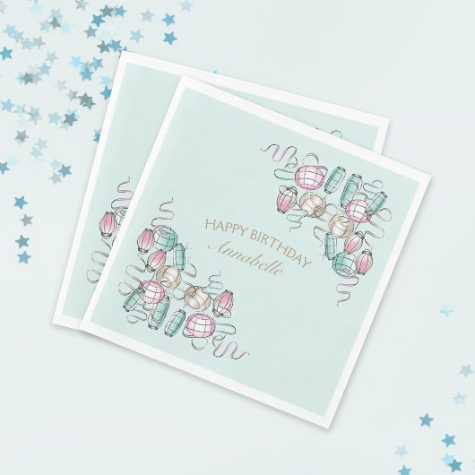 ランタン中国の&リボンパーティーナプキン スタンダードランチョンナプキン