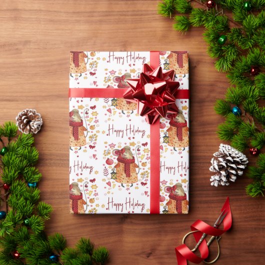 ランタン付きクリスマスマウス ラッピングペーパー (クリスマスギフト)