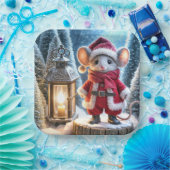 ランタン付きクリスマスマ白熱［赤熱］光を放つウス ペーパープレート (パーティー)