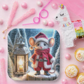 ランタン付きクリスマスマ白熱［赤熱］光を放つウス ペーパープレート (パーティー)