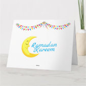 ランタン付きラマダンカレームブルーグリーティングカード サンキューカード (裏面)