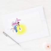 ランタン付き妖精 長方形シール (封筒)