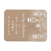 ランタン付き素朴なクラフトのクリスマスカード マグネット (横)