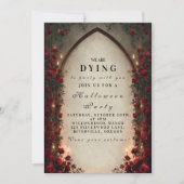 ランタン幽霊のよく出るゴシックハロウィーンお祝い 招待状 (正面)