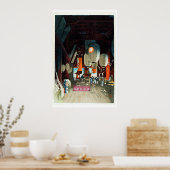 ランタン日本のショップ浮世絵 ポスター (キッチン)