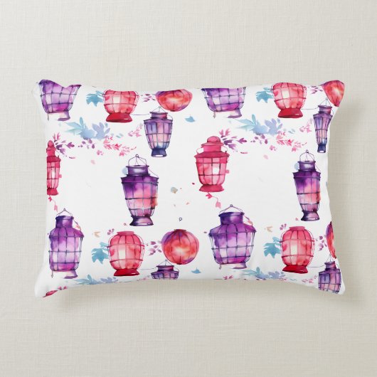 ランタン疑問に思付き水彩スタイル アクセントクッション (正面)