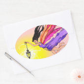 ランタン白熱［赤熱］光を放つフェアリー 楕円形シール (封筒)