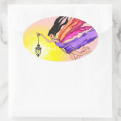 ランタン白熱［赤熱］光を放つフェアリー 楕円形シール (バッグ)