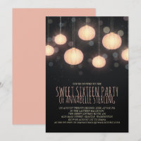 ランタン白熱［赤熱］光を放つSweet sixteenパーティの招待状