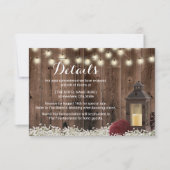 ランタン素朴とブルゴーニュの花結婚の詳細 招待状 (正面)