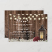 ランタン素朴とブルゴーニュの花結婚の詳細 招待状 (正面/裏面)