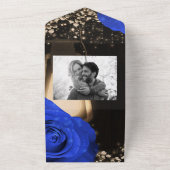 ランタン素朴とブルーのバラ結婚ズ+ RSVP オールインワン招待状 (外側)