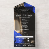 ランタン素朴とブルーのバラ結婚ズ+ RSVP オールインワン招待状 (内側)