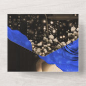 ランタン素朴とブルーのバラ結婚ズ+ RSVP オールインワン招待状 (裏面)