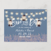 ランタン素朴と花ほこりっぽい青デートを保存 案内ポストカード (正面)