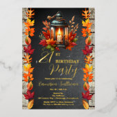 ランタン素朴と離れ秋21歳の誕生日パーティー 箔招待状 (正面)