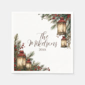 ランタン素朴クリスマスパーティー スタンダードカクテルナプキン (正面)