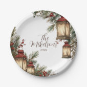 ランタン素朴クリスマスパーティー ペーパープレート (正面)