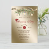 ランタン素朴サンタハット企業の、クリスマスパーティー 招待状 (スタンド正面)