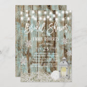ランタン素朴スノーフレーク冬ブライダルシャワー 招待状 (正面/裏面)