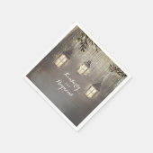 ランタン素朴ズ・ウッドラ結婚ンド スタンダードカクテルナプキン (角)