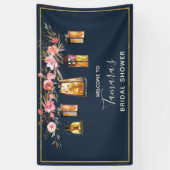 ランタン素朴ネイビー&コーラルフローラブライダルシャワー 横断幕 (縦)