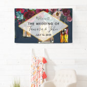 ランタン素朴ネイビー・ブルゴーニュ・メロ結婚ズ 横断幕 (インサイチュ)