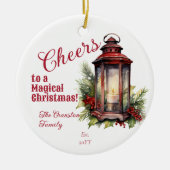 ランタン素朴パインとベリーの応援クリスマス セラミックオーナメント (正面)