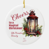 ランタン素朴パインとベリーの応援クリスマス セラミックオーナメント (裏面)