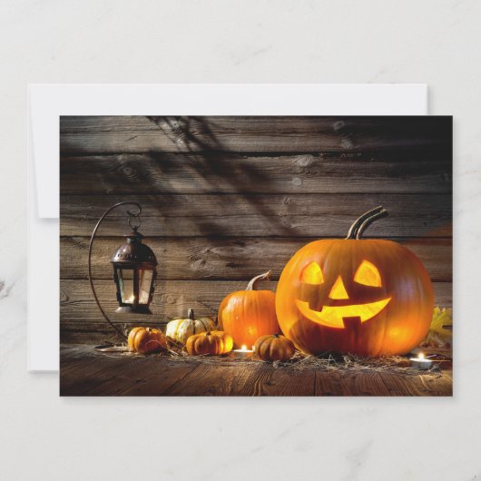 ランタン素朴パンプキンファミリーハロウィンフォトカード カード (裏面)