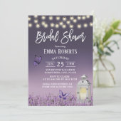 ランタン素朴パープルフラワーズブライダルシャワー 招待状 (スタンド正面)