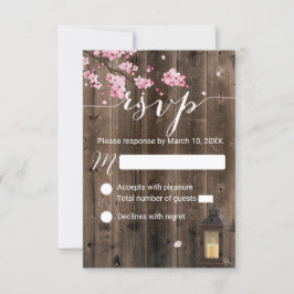 ランタン素朴ピンクフローラ結婚式RSVP 出欠カード