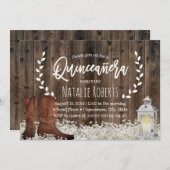 ランタン素朴フローラ女性のカーボーイバーンキンセアニェラ15 招待状 (正面/裏面)