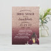 ランタン素朴ブルゴーニュバラ金ゴールドブライダルシャワー 招待状 (スタンド正面)