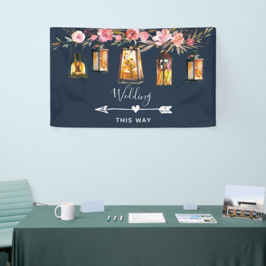 ランタン素朴ブルーコーラル結婚ズ指向性 横断幕 (トレードショー)