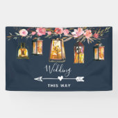 ランタン素朴ブルーコーラル結婚ズ指向性 横断幕 (横)