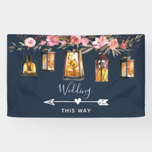 ランタン素朴ブルーコーラル結婚ズ指向性 横断幕 (横)